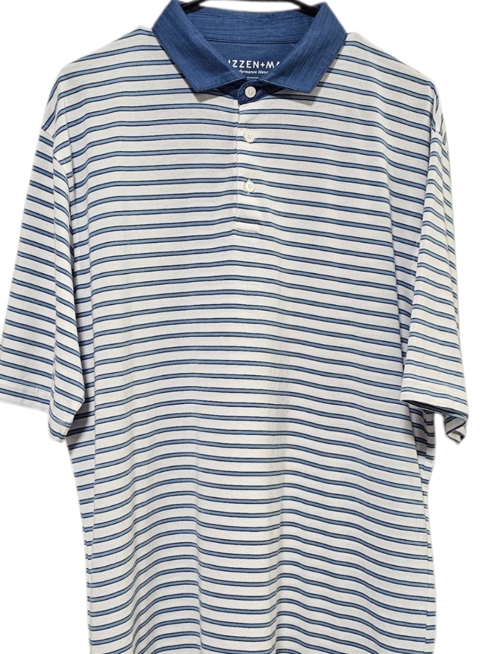 Mizzen & Main Men's Blue & White Poly Blend Performance Polo Sporr Size XL